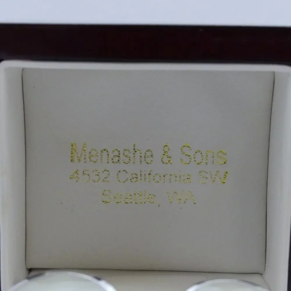Menashe & Sons Mother of Pearl Round Cufflinks Silver Tone Formal Wedding Gift